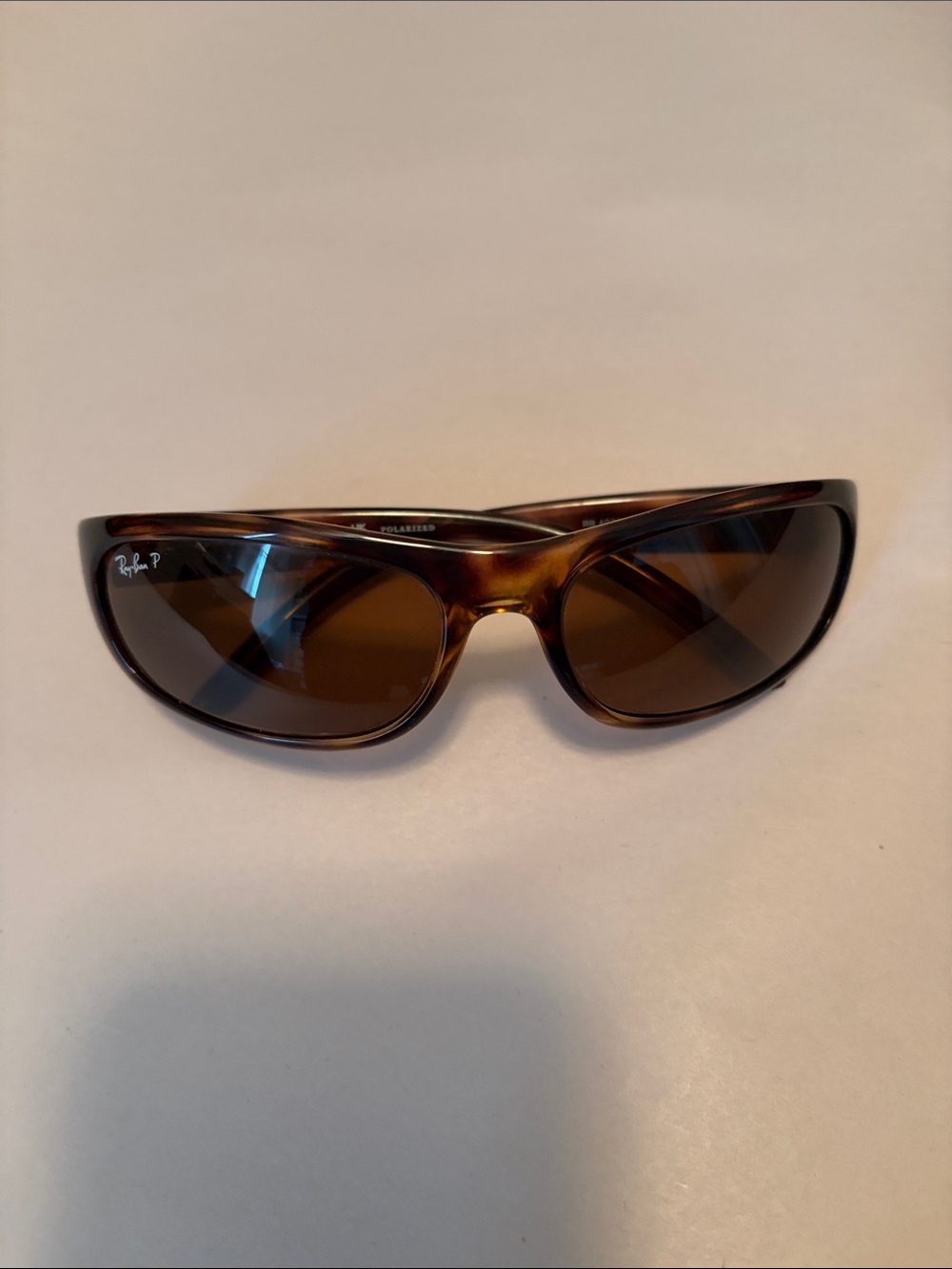 Ray-Ban Tortoiseshell Wrap Sunglasses with Brown Lenses